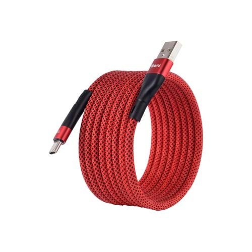 BMUC-02 Kirmizi Manyetik USB-A-C Kablo – 1.5 m, Süper Hızlı Şarj