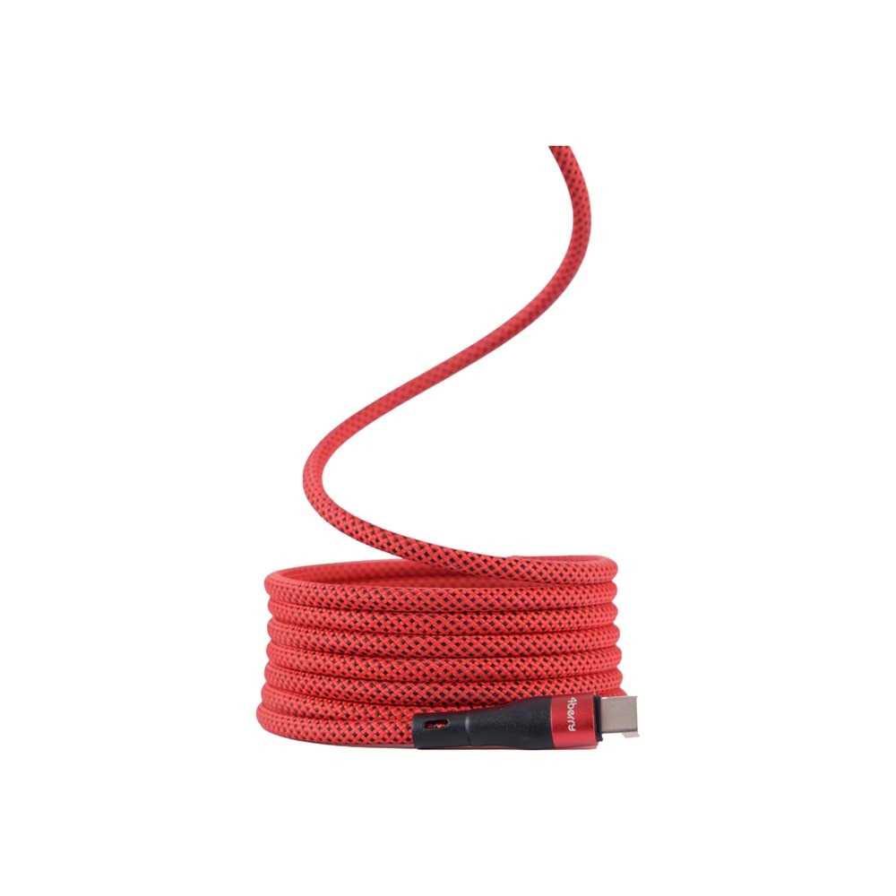 BMUC-02 Kirmizi Manyetik USB-A-C Kablo – 1.5 m, Süper Hızlı Şarj