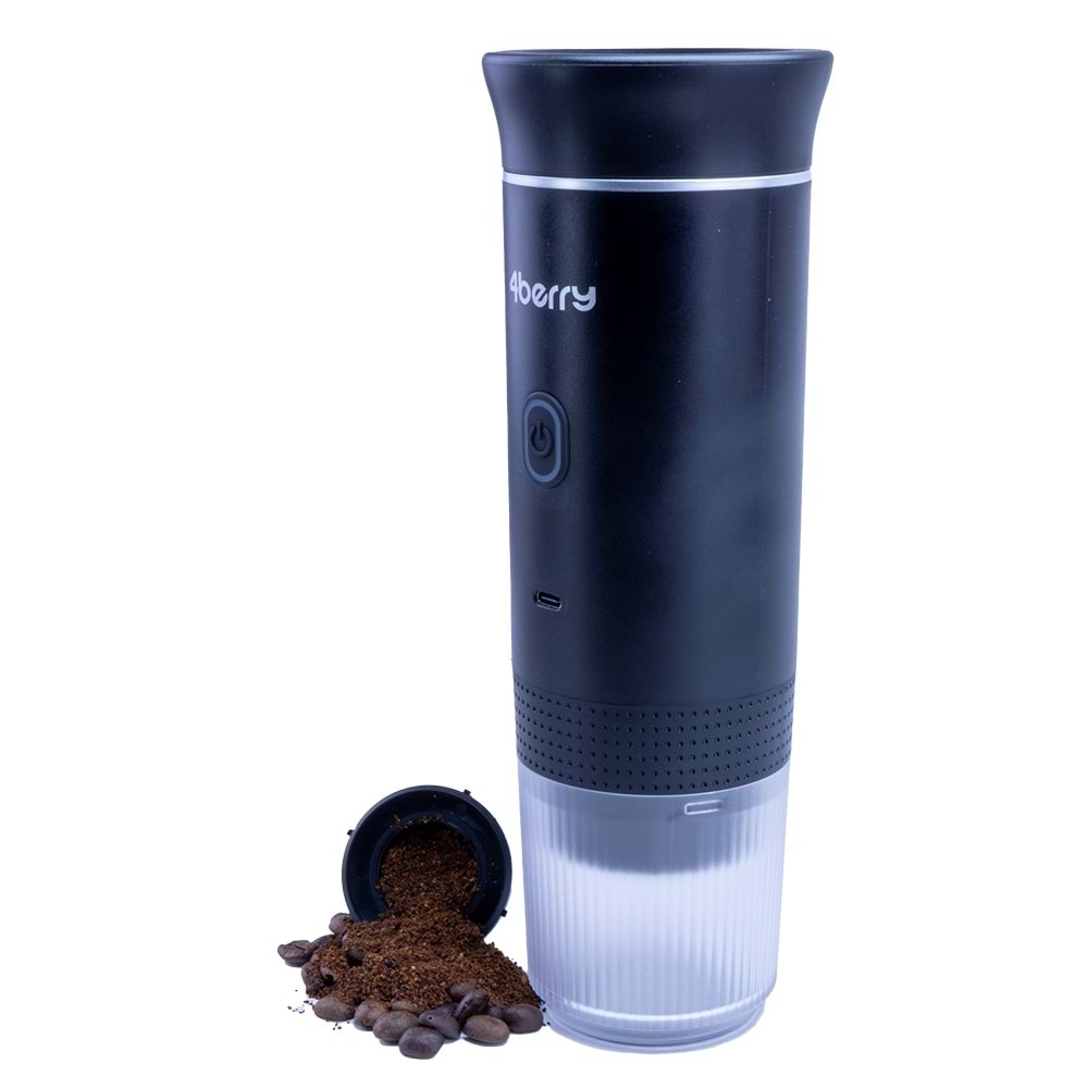 KMPRO Taşınabilir Kahve Makinesi – USB Şarjlı, Kapsül ve Öğütülmüş Kahve Uyumlu, Demleme Siyah