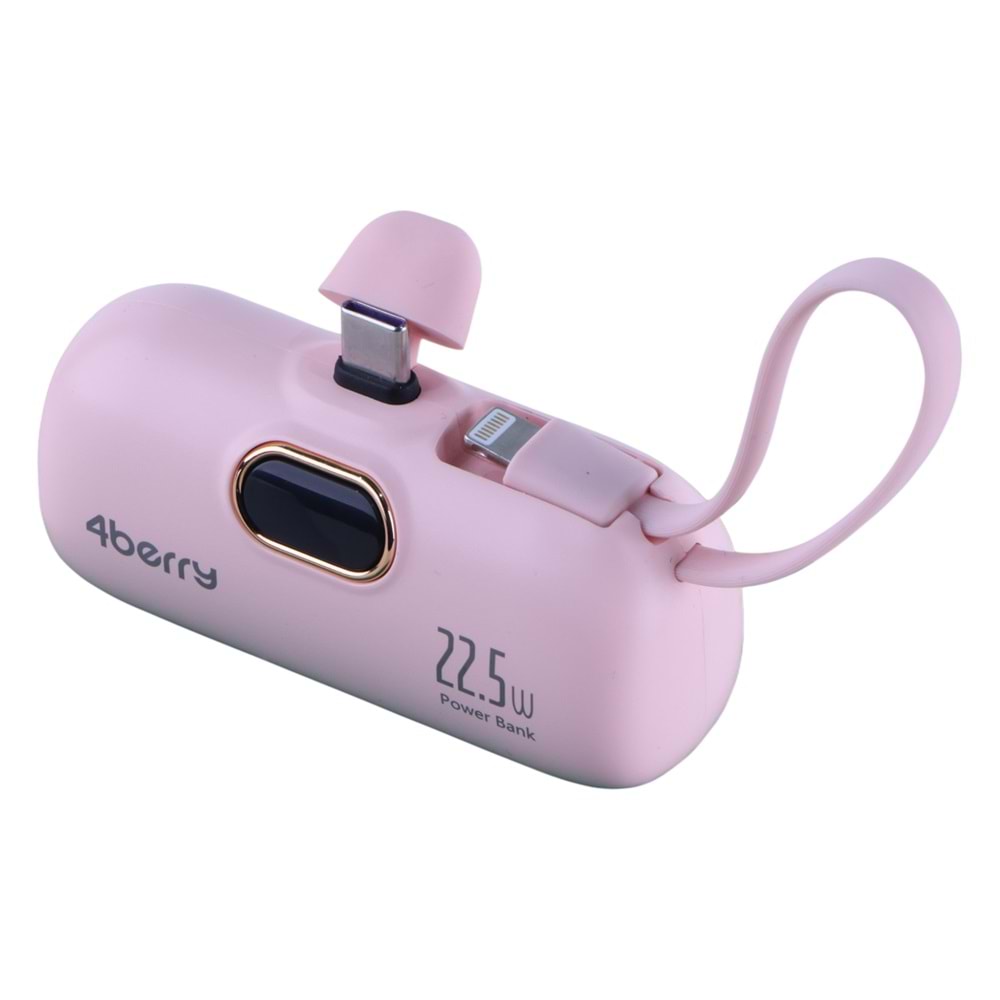 DX269B Pembe Powerbank – 5.000 mAh, 22.5 W Type-C Hızlı Şarj
