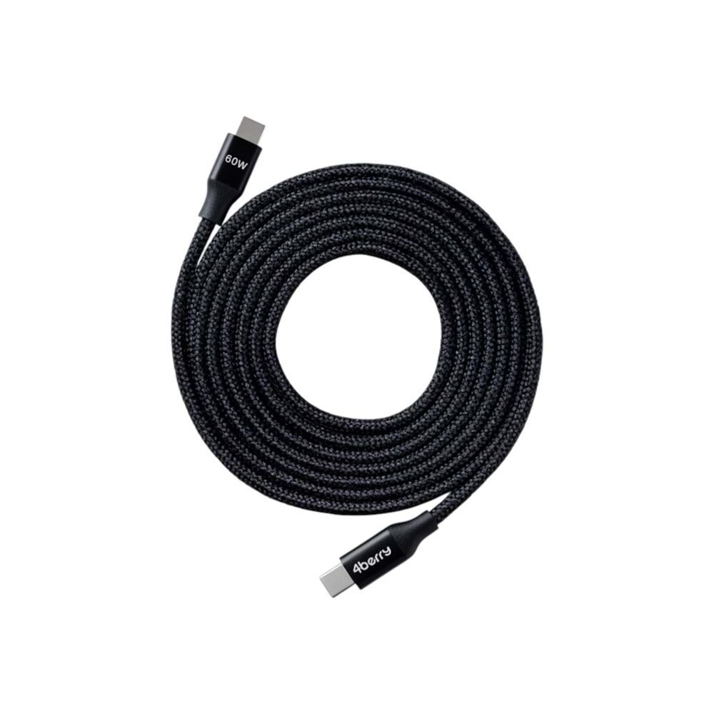 Type-C to Type-C Örgülü 60W Süper Hızlı Şarj Kablosu ve Veri Kablosu 1.2 M