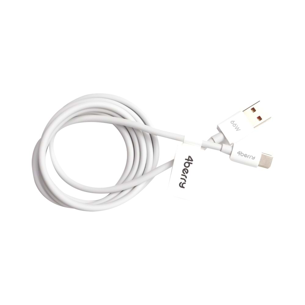 USB-A to Type-C Süper Hızlı 66W Şarj Kablosu ve Veri Kablosu 1.2 M BEYAZ