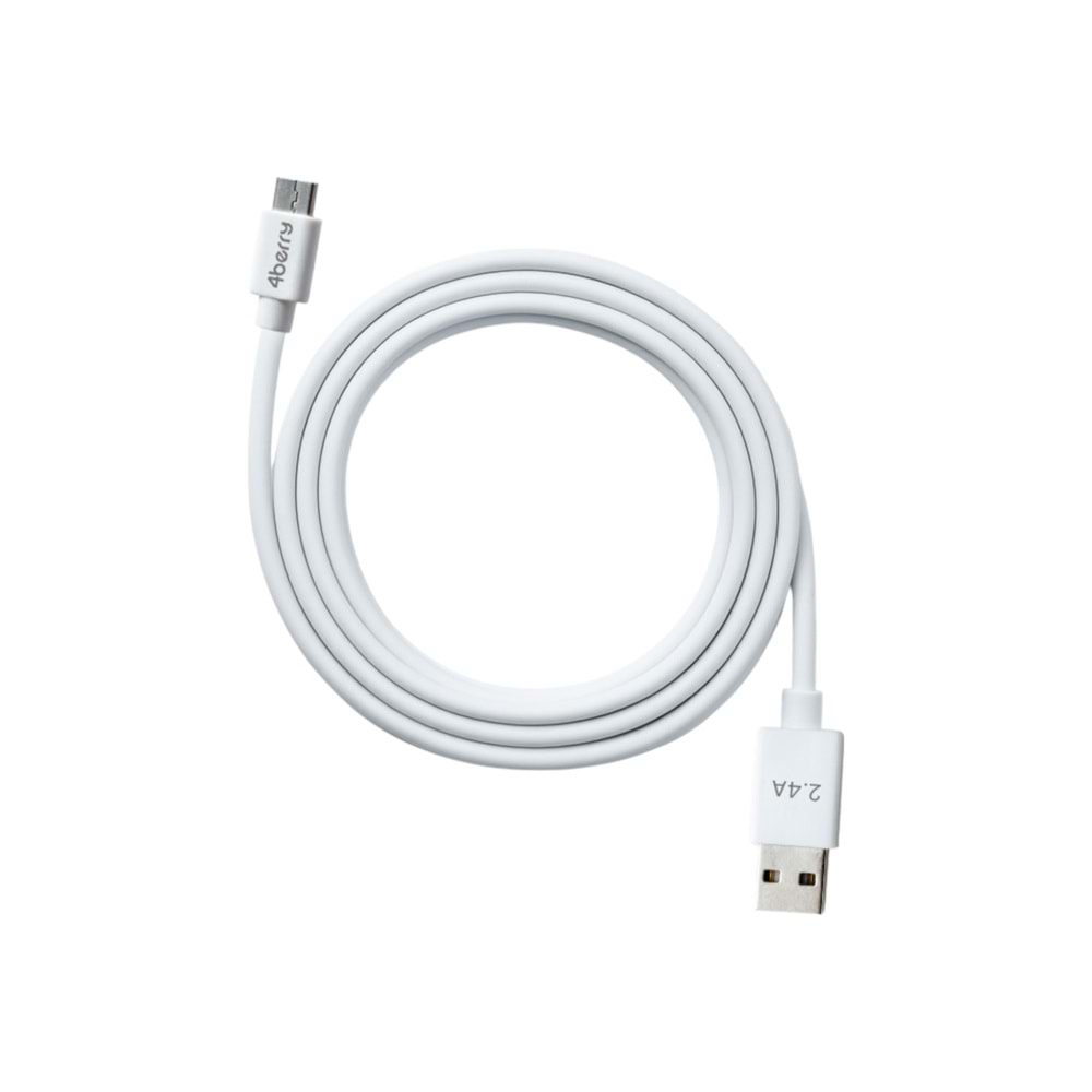 USB-A to Micro USB 2.4 A Hızlı Şarj Kablosu ve Veri Kablosu 1.2 M BEYAZ