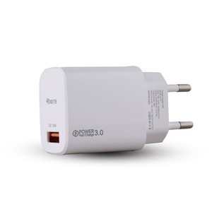 AU13 Hızlı USB Duvar Şarj Adaptörü (Başlık) 3.0A 18W - Beyaz